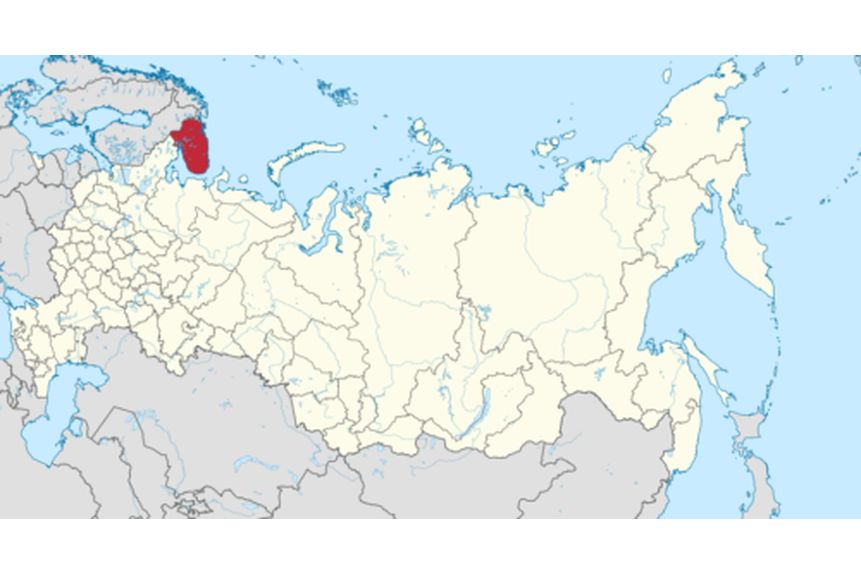 Grau 01 Map of Russian Federation with the Kola Peninsula highlighted